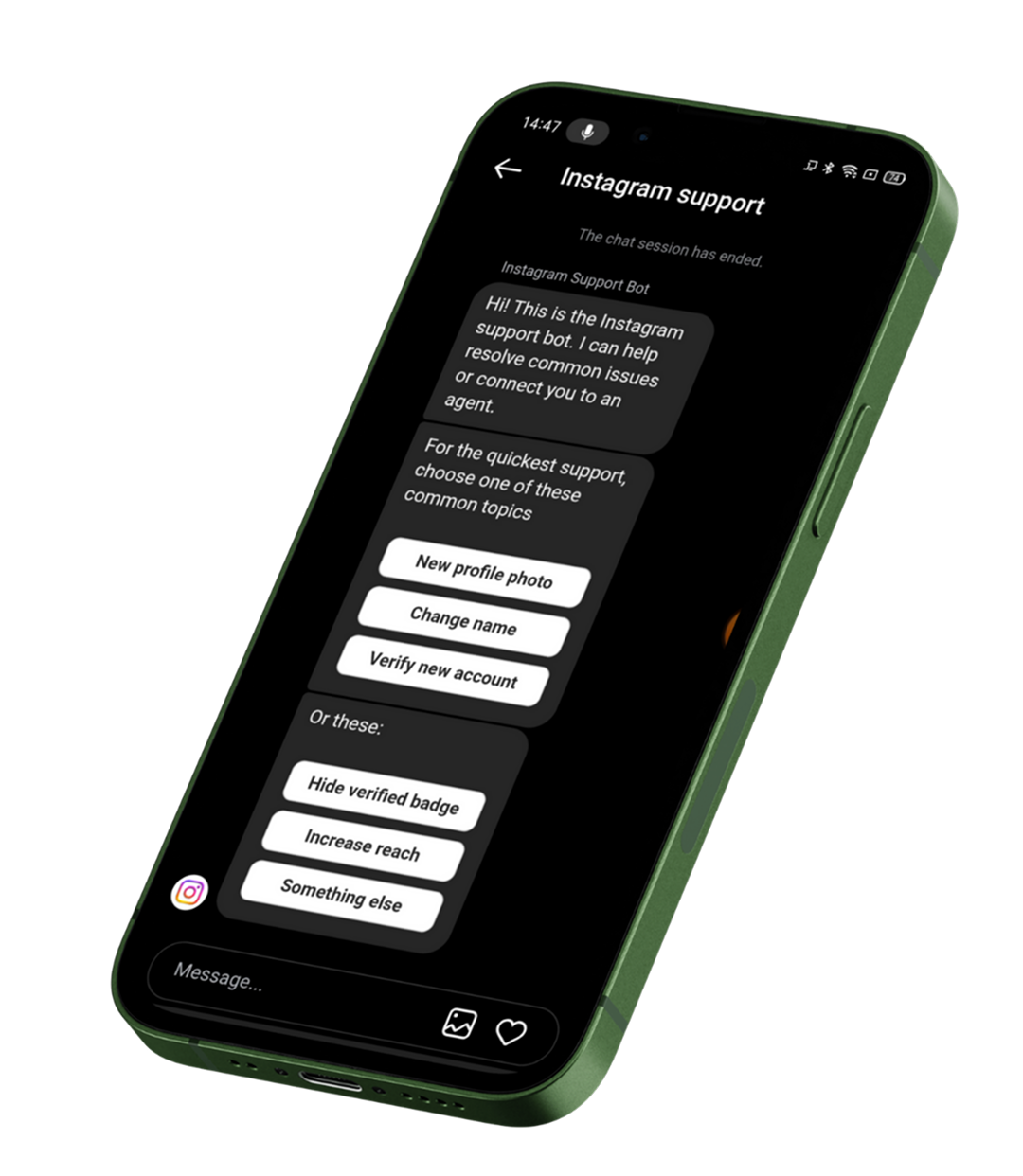 Image of chatbot on mobile phone