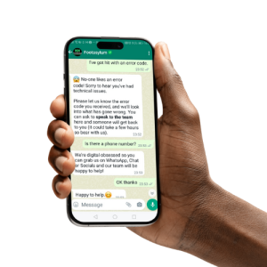 Mockup of phone showing chatbot