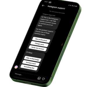 Mobile phone showing meta verified chatbot